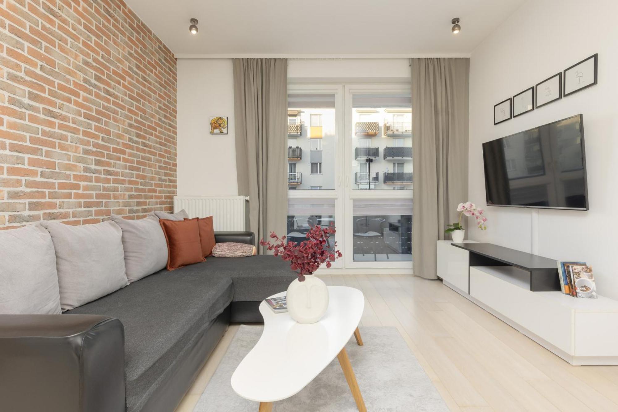 Subtle Colors In With Furnished Balcony By Renters Apartment Warsaw