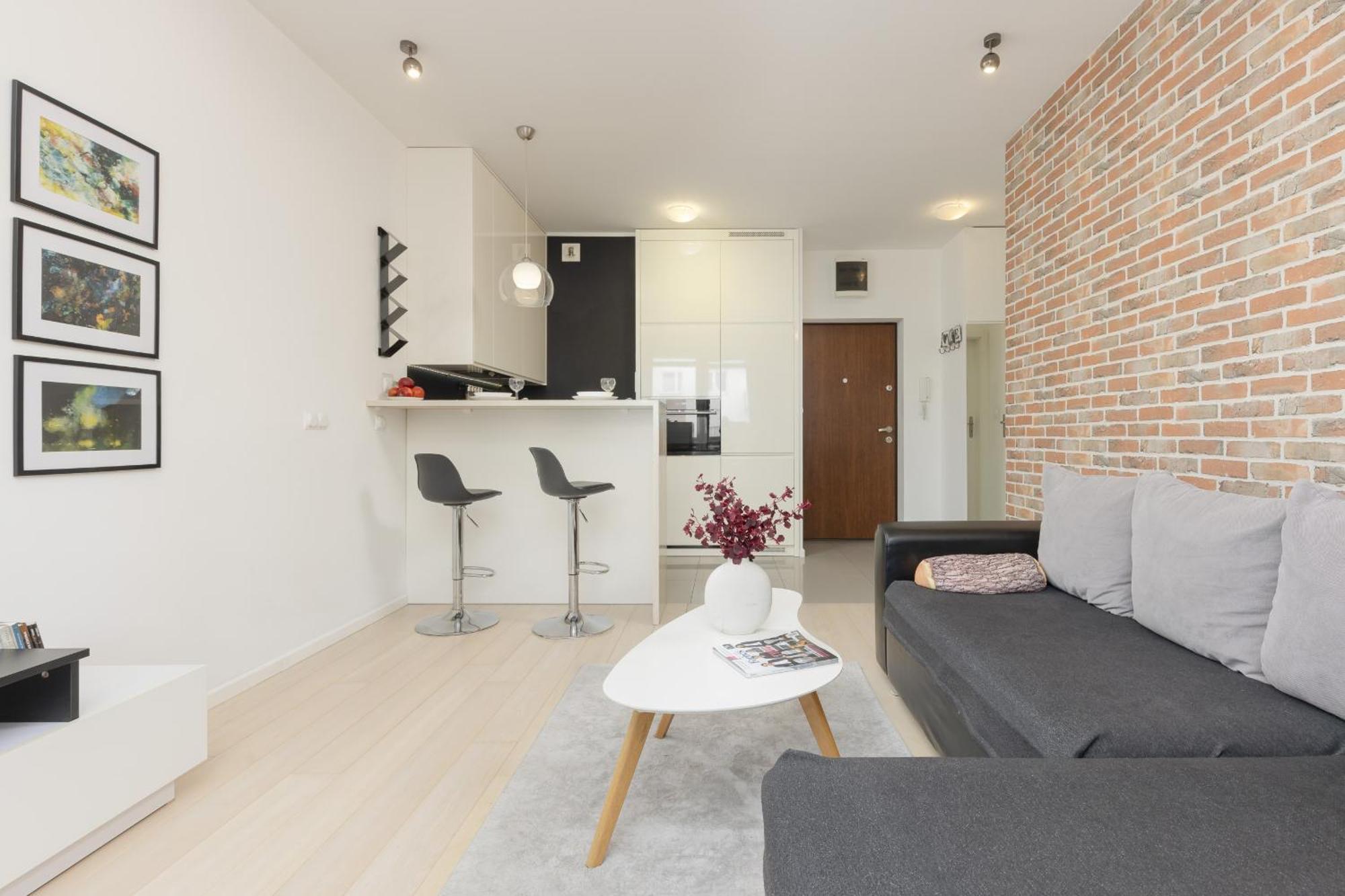 Subtle Colors In With Furnished Balcony By Renters * Warsaw